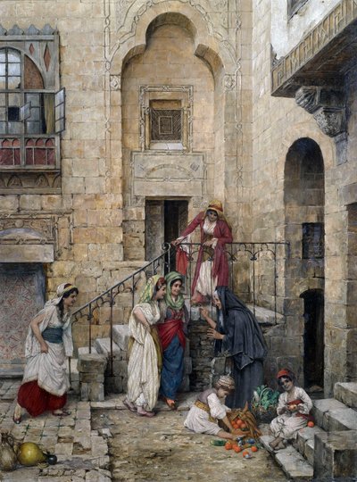 Harem Ladies in the Courtyard of a Palace by Daniel Israel